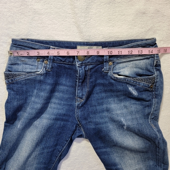 MAVI Uptown Martha Denim Jeans Medium Wash Zip Ankle Stud Accents Size 28 - Picture 13 of 16